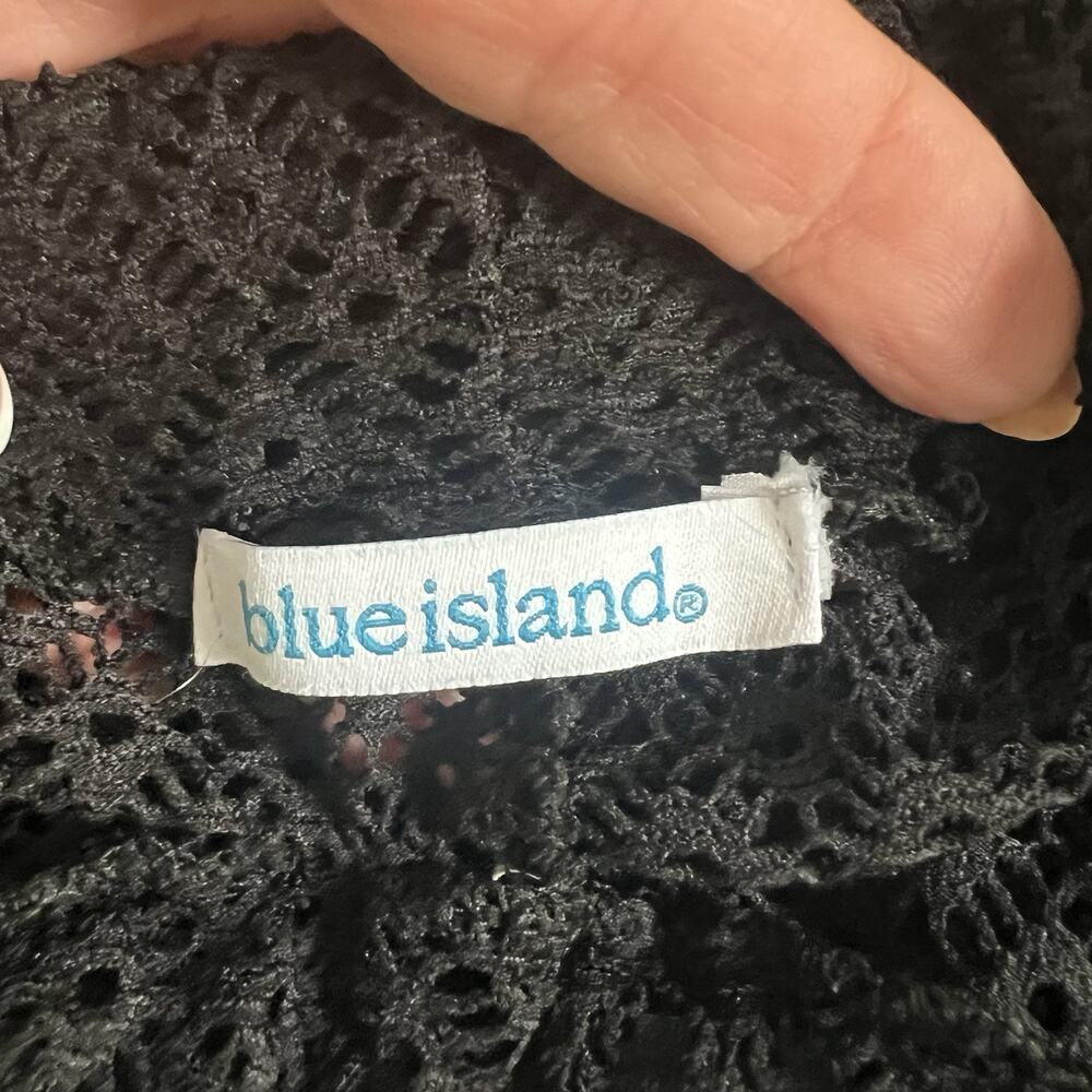 Blue Island Sheer Crochet Swim Coverup Pants Black Size Large Beach Split Leg - Picture 6 of 10
